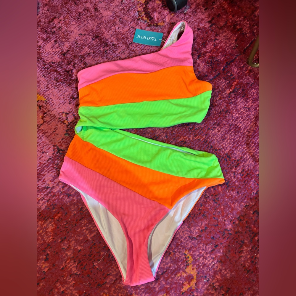 Colorful One-Shoulder Swimsuit - Picture 2 of 6
